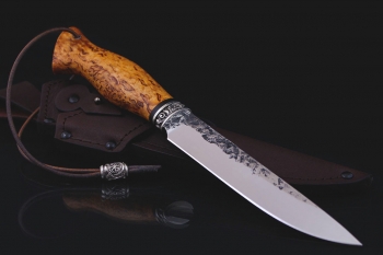 Нож "Лиса" кованая 95х18. Рукоять карельская береза.