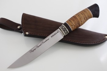Нож "Лиса" сталь Bohler k 340. Рукоять береста Венге.